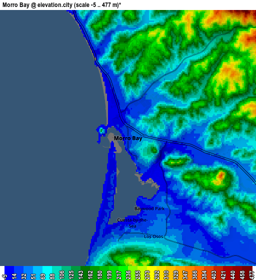 Zoom OUT 2x Morro Bay, United States elevation map