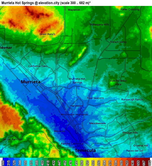 Zoom OUT 2x Murrieta Hot Springs, United States elevation map