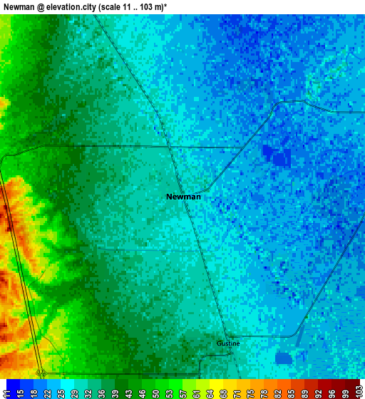 Zoom OUT 2x Newman, United States elevation map