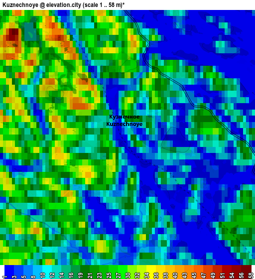 Zoom OUT 2x Kuznechnoye, Russia elevation map