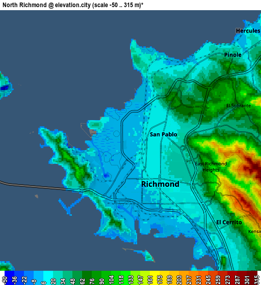 Zoom OUT 2x North Richmond, United States elevation map