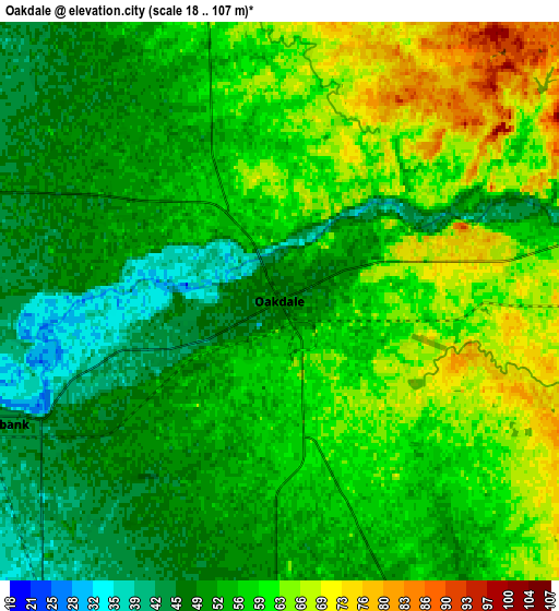 Zoom OUT 2x Oakdale, United States elevation map