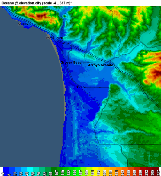 Zoom OUT 2x Oceano, United States elevation map