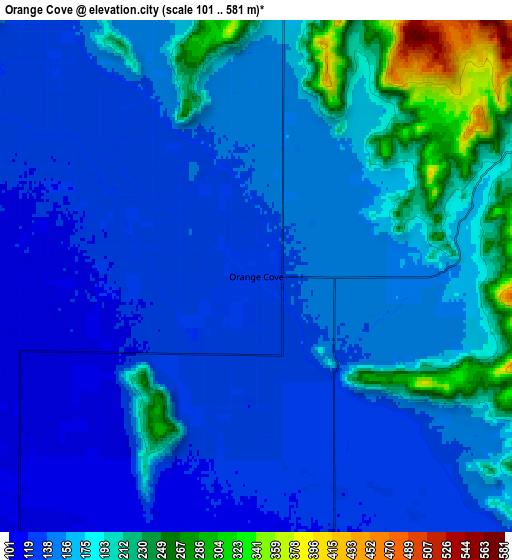 Zoom OUT 2x Orange Cove, United States elevation map