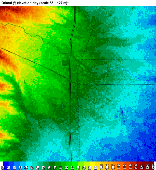 Zoom OUT 2x Orland, United States elevation map