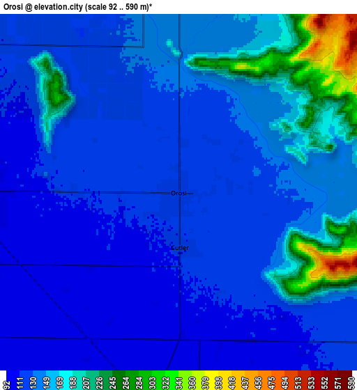 Zoom OUT 2x Orosi, United States elevation map