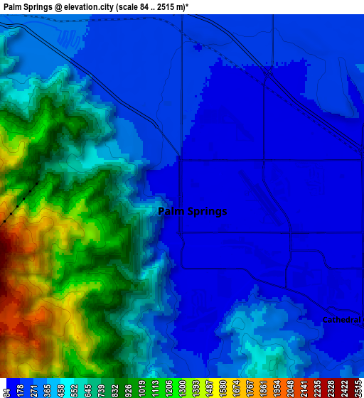 Zoom OUT 2x Palm Springs, United States elevation map