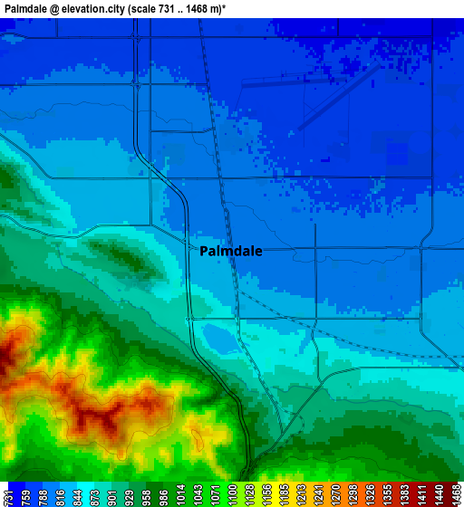 Zoom OUT 2x Palmdale, United States elevation map