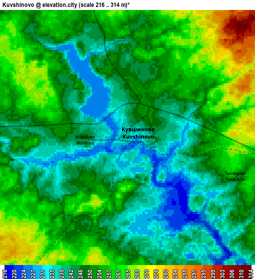 Zoom OUT 2x Kuvshinovo, Russia elevation map