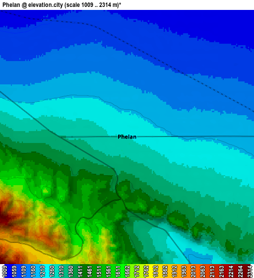 Zoom OUT 2x Phelan, United States elevation map