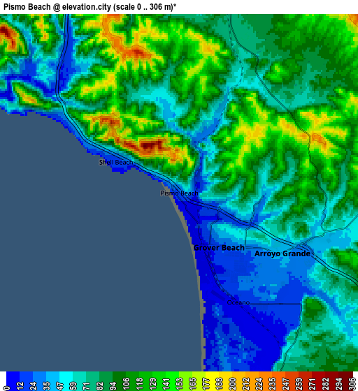 Zoom OUT 2x Pismo Beach, United States elevation map