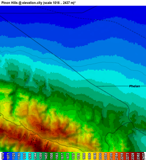Zoom OUT 2x Piñon Hills, United States elevation map