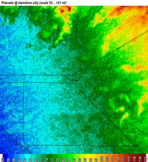 Zoom OUT 2x Planada, United States elevation map