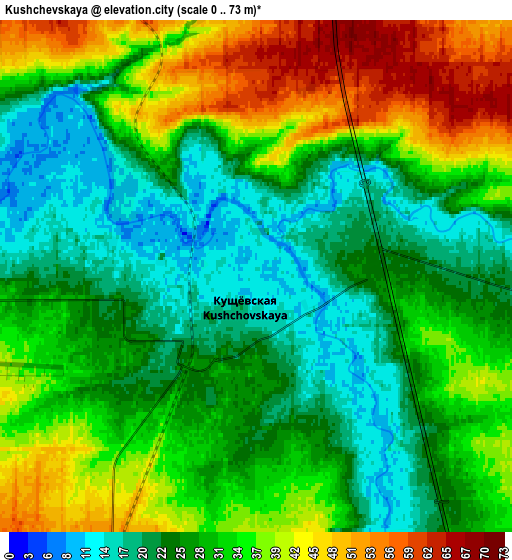 Zoom OUT 2x Kushchëvskaya, Russia elevation map