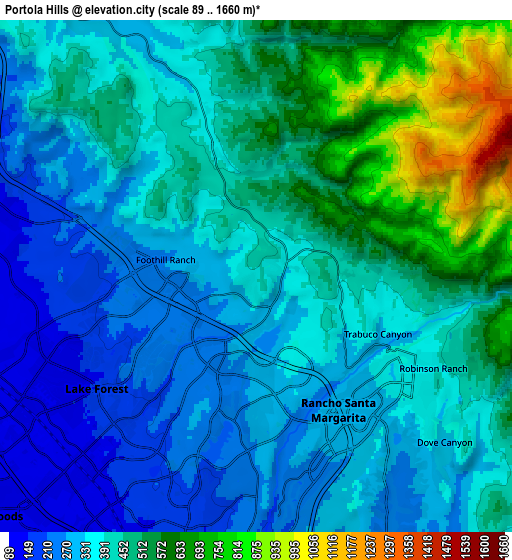 Zoom OUT 2x Portola Hills, United States elevation map