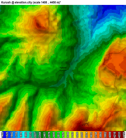 Zoom OUT 2x Kurush, Russia elevation map