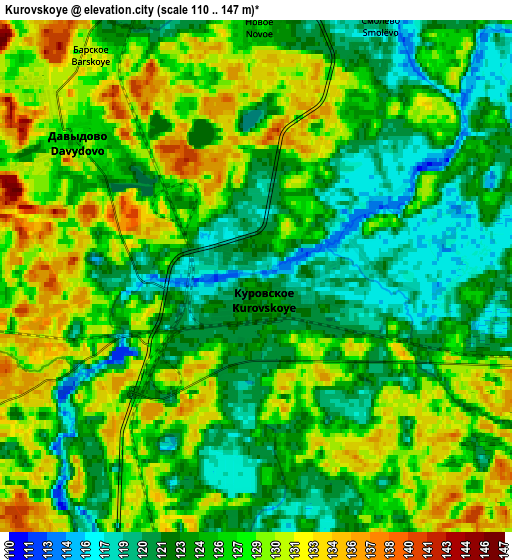 Zoom OUT 2x Kurovskoye, Russia elevation map