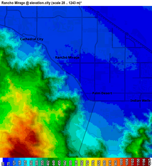 Zoom OUT 2x Rancho Mirage, United States elevation map