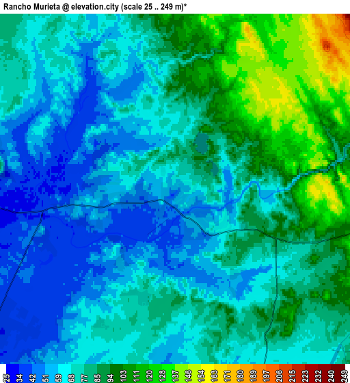 Zoom OUT 2x Rancho Murieta, United States elevation map