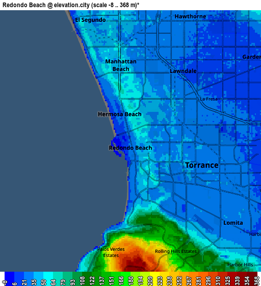 Zoom OUT 2x Redondo Beach, United States elevation map