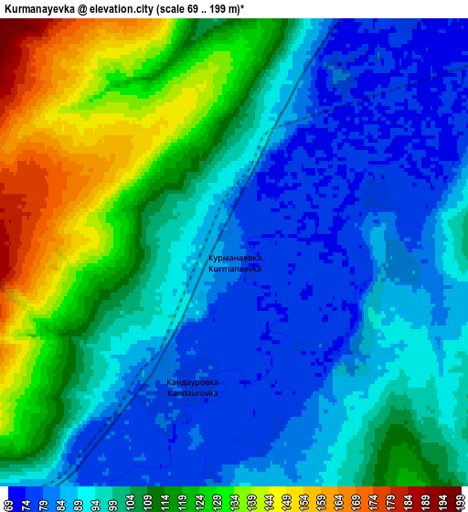 Zoom OUT 2x Kurmanayevka, Russia elevation map