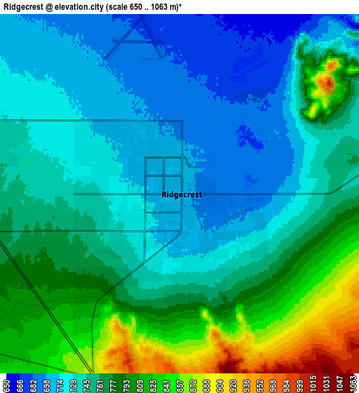 Zoom OUT 2x Ridgecrest, United States elevation map