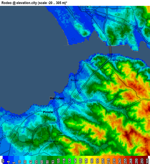 Zoom OUT 2x Rodeo, United States elevation map