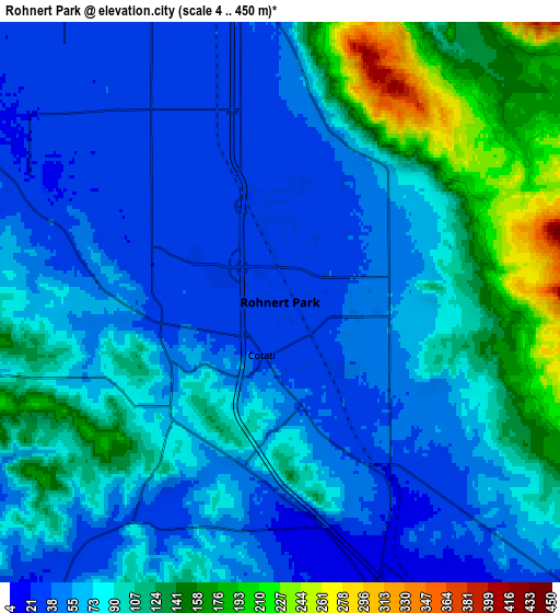 Zoom OUT 2x Rohnert Park, United States elevation map