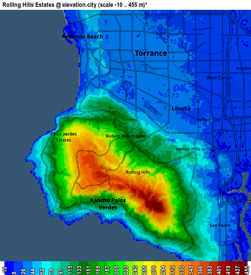 Zoom OUT 2x Rolling Hills Estates, United States elevation map