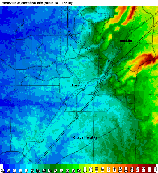 Zoom OUT 2x Roseville, United States elevation map