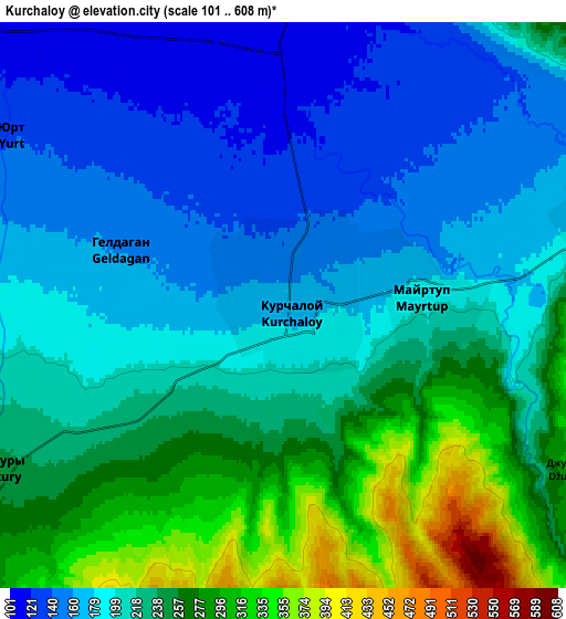 Zoom OUT 2x Kurchaloy, Russia elevation map