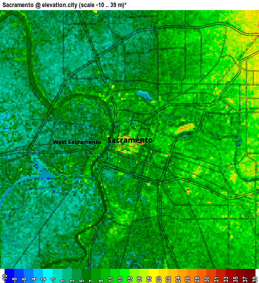 Zoom OUT 2x Sacramento, United States elevation map