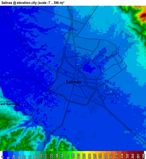 Zoom OUT 2x Salinas, United States elevation map