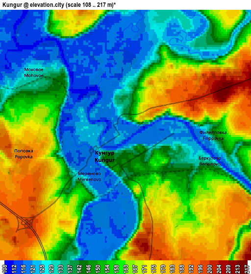 Zoom OUT 2x Kungur, Russia elevation map