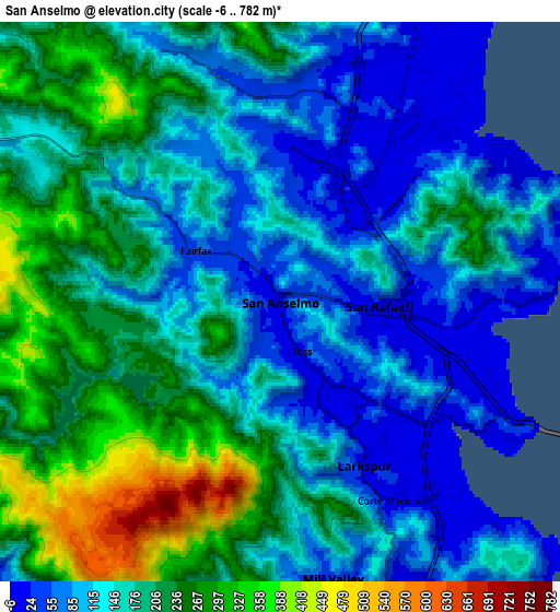 Zoom OUT 2x San Anselmo, United States elevation map