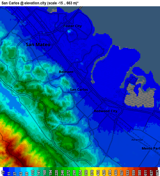 Zoom OUT 2x San Carlos, United States elevation map