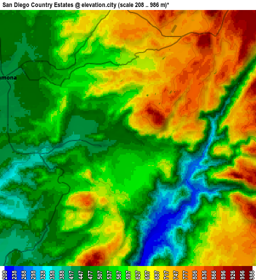 Zoom OUT 2x San Diego Country Estates, United States elevation map