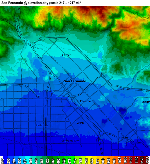 Zoom OUT 2x San Fernando, United States elevation map