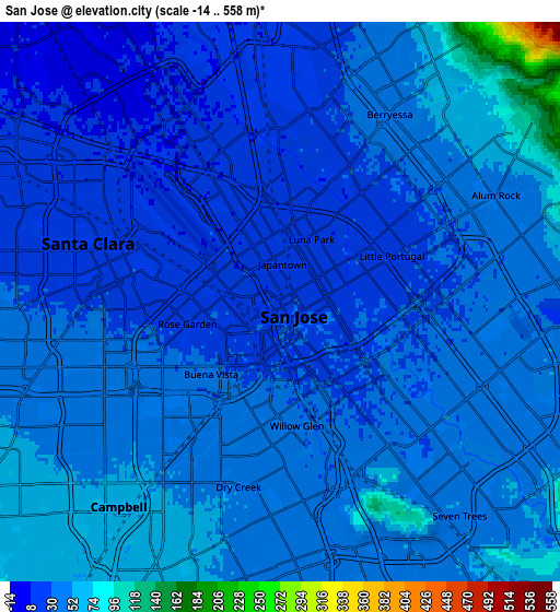 Zoom OUT 2x San Jose, United States elevation map