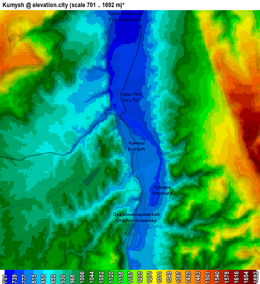 Zoom OUT 2x Kumysh, Russia elevation map