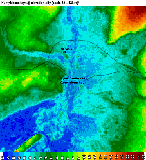 Zoom OUT 2x Kumylzhenskaya, Russia elevation map