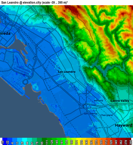 Zoom OUT 2x San Leandro, United States elevation map