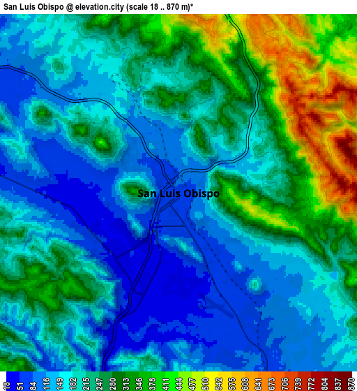 Zoom OUT 2x San Luis Obispo, United States elevation map
