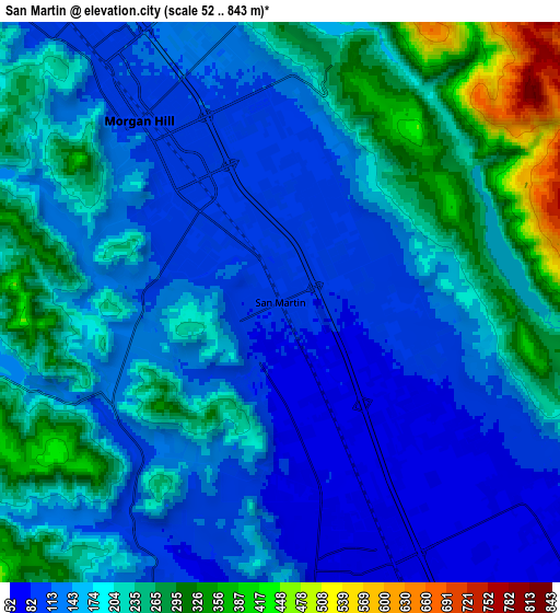 Zoom OUT 2x San Martin, United States elevation map