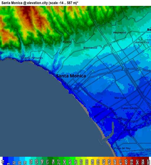 Zoom OUT 2x Santa Monica, United States elevation map