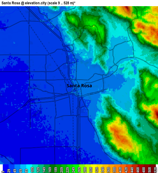 Zoom OUT 2x Santa Rosa, United States elevation map