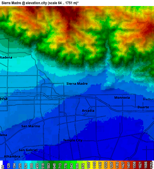 Zoom OUT 2x Sierra Madre, United States elevation map