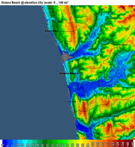 Zoom OUT 2x Solana Beach, United States elevation map