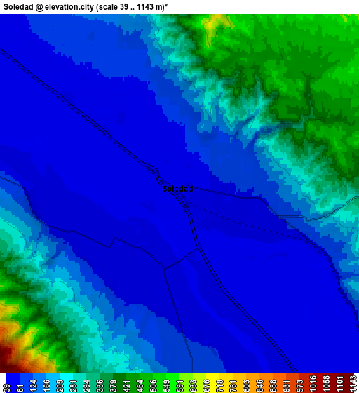 Zoom OUT 2x Soledad, United States elevation map