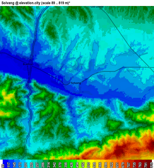 Zoom OUT 2x Solvang, United States elevation map